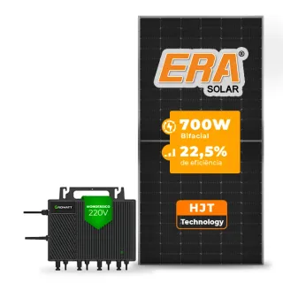 Gerador de Energia Solar Microinversor Growatt Sem Estrutura SGF 2,80KWP ERA HJT BIFACIAL 700W NEO 2KW 4MPPT MONO 220V