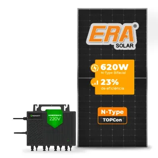 Gerador de Energia Solar Microinversor Growatt Sem Estrutura SGF 2,48KWP ERA BIFACIAL 620W NEO 2KW 4MPPT MONO 220V
