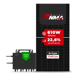 Gerador de Energia Solar Microinversor Growatt Sem Estrutura SGF 2,44KWP RONMA 610W BIFACIAL NEO 2KW 4MPPT MONO 220V