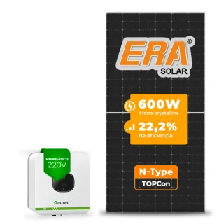 Gerador de Energia Solar On Grid Growatt Laje Inclinação SGF 3,00KWP ERA N-TYPE MONO 600W MIC X2 3KW 1MPPT MONO 220V