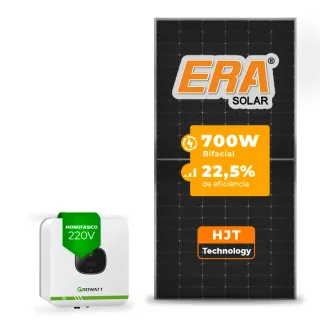 Gerador de Energia Solar On Grid Growatt Sem Estrutura SGF 3,50KWP ERA HJT BIFACIAL 700W MIC X2 3KW 1MPPT MONO 220V