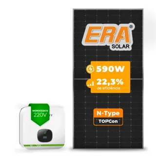Gerador de Energia Solar On Grid Growatt Solo Mesa 8 Painéis SGF 4,72KWP ERA N-TYPE MONO 590W MIN X2 5KW 2MPPT MONO 220V