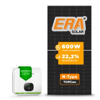 Gerador de Energia Solar On Grid Growatt Laje Inclinação SGF 4,80KWP ERA N-TYPE MONO 600W MIN X2 5KW 2MPPT MONO 220V