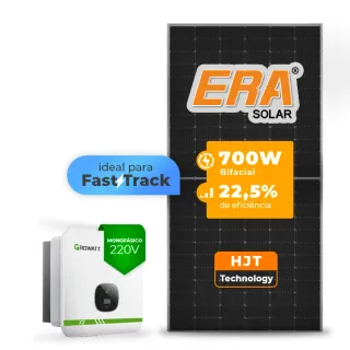 Gerador de Energia Solar On Grid Growatt Telhado Metálico Mini Trilho SGF 7,00KWP ERA HJT BIFACIAL 700W MIN X2 7.5KW 2MPPT FAST TRACK MONO 220V