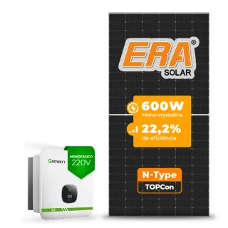 Gerador de Energia Solar On Grid Growatt Laje Inclinação SGF 8,40KWP ERA N-TYPE MONO 600W MIN X2 8KW 3MPPT MONO 220V