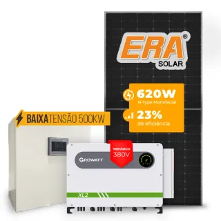 Gerador de Energia Solar Mercado Livre Growatt Baixa Tensão Sem Estrutura SGF 595,20KWP ERA N-TYPE MONO 620W MAX 75KW 7MPPT TRIF 380V