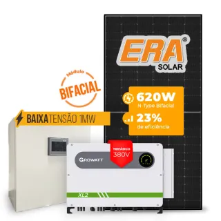 Gerador de Energia Solar Mercado Livre Growatt Baixa Tensão Sem Estrutura SGF 838,24KWP ERA BLACK FRAME 620W MAX 75KW 7MPPT TRIF 380V