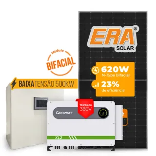 Gerador de Energia Solar Mercado Livre Growatt Baixa Tensão Sem Estrutura SGF 595,20KWP ERA BIFACIAL 620W MAX 75KW 7MPPT TRIF 380V