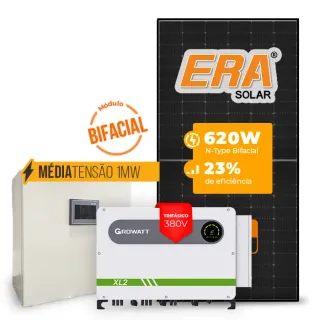 Gerador de Energia Solar Mercado Livre Growatt Média Tensão Sem Estrutura SGF 838,24KWP ERA BLACK FRAME 620W MAX 75KW 7MPPT TRIF 380V