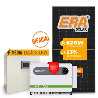 Gerador de Energia Solar Mercado Livre Growatt Média Tensão Sem Estrutura SGF 81,84KWP ERA BIFACIAL 620W MAX 75KW 7MPPT TRIF 380V