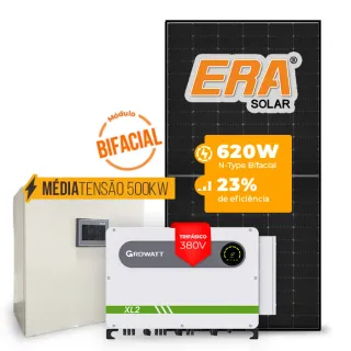 Gerador de Energia Solar Mercado Livre Growatt Média Tensão Sem Estrutura SGF 595,20KWP ERA BLACK FRAME 620W MAX 75KW 7MPPT TRIF 380V