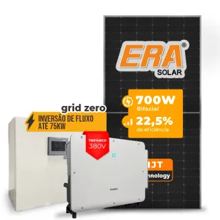 Gerador de Energia Solar Inversão de Fluxo Sungrow Sem Estrutura SGF 92,40KWP ERA HJT BIFACIAL 700W SG P2 75KW 8MPPT TRIF 380V