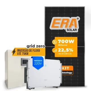 Gerador de Energia Solar Inversão de Fluxo Sungrow Sem Estrutura SGF 95,20KWP ERA HJT BIFACIAL 700W SG 75KW 7MPPT TRIF 220V
