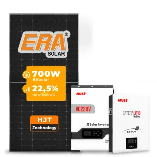 Gerador de Energia Solar Off Grid Interativo Must Sem Estrutura SGF 5,6KWP ERA 700W PV29 HP 5KW AC220V DC48V BAT. LITIO 5.12KWH 100A