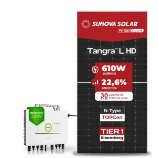 Gerador de Energia Solar Microinversor SAJ Sem Estrutura SGF 2,44KWP SUNOVA N-TYPE MONO 610W M2 2.25KW 4MPPT MONO 220V