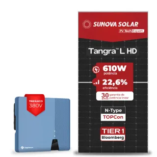 Gerador de Energia Solar On Grid Solplanet Laje Inclinação SGF 21,96KWP SUNOVA N-TYPE MONO 610W ASW 20KW 2MPPT TRIF 380V