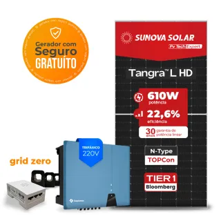 Gerador de Energia Solar Grid Zero Solplanet Laje Inclinação SGF 26,84KWP SUNOVA N-TYPE MONO 610W ASW 25KW 3MPPT TRIF 220V