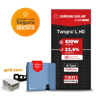 Gerador de Energia Solar Grid Zero Solplanet Telhado Fibro Parafuso Metal SGF 26,84KWP SUNOVA N-TYPE MONO 610W ASW 25KW 2MPPT TRIF 380V