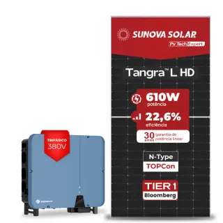 Gerador de Energia Solar On Grid Solplanet Laje Inclinação SGF 31,72KWP SUNOVA N-TYPE MONO 610W ASW 30KW 3MPPT TRIF 380V