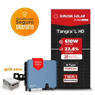 Gerador de Energia Solar Grid Zero Solplanet Sem Estrutura SGF 39,04KWP SUNOVA N-TYPE MONO 610W ASW 36KW 3MPPT TRIF 380V