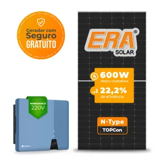 Gerador de Energia Solar On Grid Solplanet Telhado Fibro Parafuso Metal SGF 8,40KWP ERA N-TYPE MONO 600W ASW 8KW 3MPPT MONO 220V