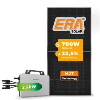 Gerador de Energia Solar Microinversor Sungrow Telhado Fibro Parafuso Madeira SGF 2,80KWP ERA HJT BIFACIAL 700W S2500S-L 2.5KW 4MPPT MONO 220V