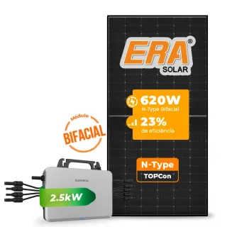 Gerador de Energia Solar Microinversor Sungrow Telhado Cerâmico Gancho SGF 2,48KWP ERA BLACK FRAME 620W S2500S-L 2.5KW 4MPPT MONO 220V