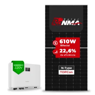 Gerador de Energia Solar On Grid Sungrow Telhado Metálico Mini Trilho SGF 4,88KWP RONMA 610W BIFACIAL SG RS-L 5KW 2MPPT MONO 220V