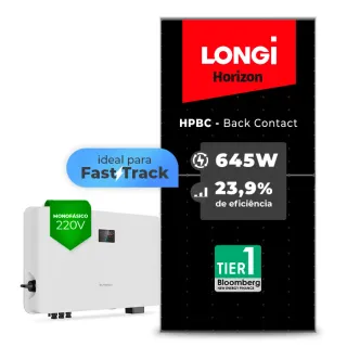 Gerador de Energia Solar On Grid Sungrow Sem Estrutura SGF 6,45KWP LONGI 645W HPBC SG RS-L 7.5KW 2MPPT FAST TRACK MONO 220V
