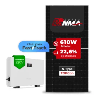 Gerador de Energia Solar On Grid Sungrow Telhado Metálico Mini Trilho SGF 6,10KWP RONMA 610W BIFACIAL SG RS-L 7.5KW 2MPPT FAST TRACK MONO 220V