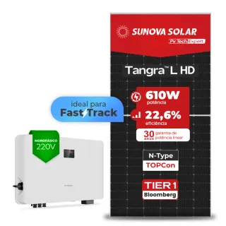 Gerador de Energia Solar On Grid Sungrow Sem Estrutura SGF 6,1KWP SUNOVA N-TYPE MONO 610W SG RS-L 7.5KW 2MPPT FAST TRACK MONO 220V