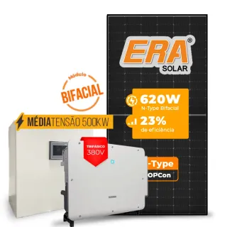 Gerador de Energia Solar Mercado Livre Sungrow Média Tensão Sem Estrutura SGF 595,20KWP ERA BLACK FRAME 620W SG P2 75KW 8MPPT TRIF 380V