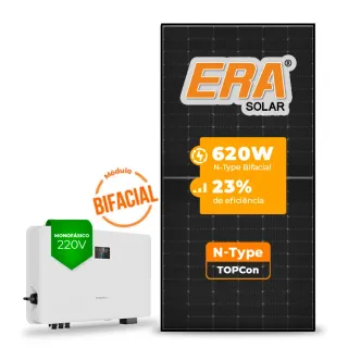 Gerador de Energia Solar On Grid Sungrow Telhado Fibro Parafuso Madeira SGF 11,16KWP ERA BLACK FRAME 620W SG RS-L 10KW 3MPPT MONO 220V