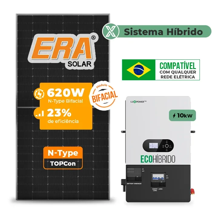 Gerador de Energia Solar Hibrido Luxpower sem Bateria Sem Estrutura SGF 14,88KWP ERA BIF 620W ECO HIBRIDO 10KW 220V DC48V SEM BATERIA