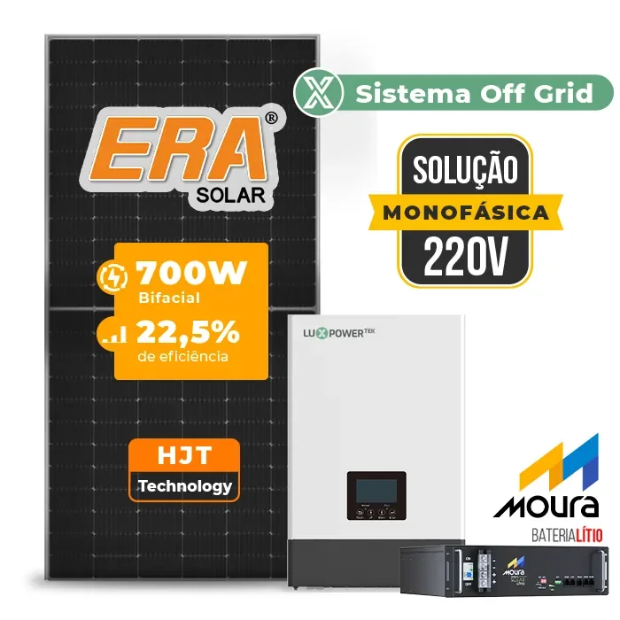 Gerador de Energia Solar Retrofit Luxpower Sem Estrutura SGF 1,4KWP ERA 700W WPV 5KW AC 220 MONO DC48V BAT. LITIO 4,8kWh