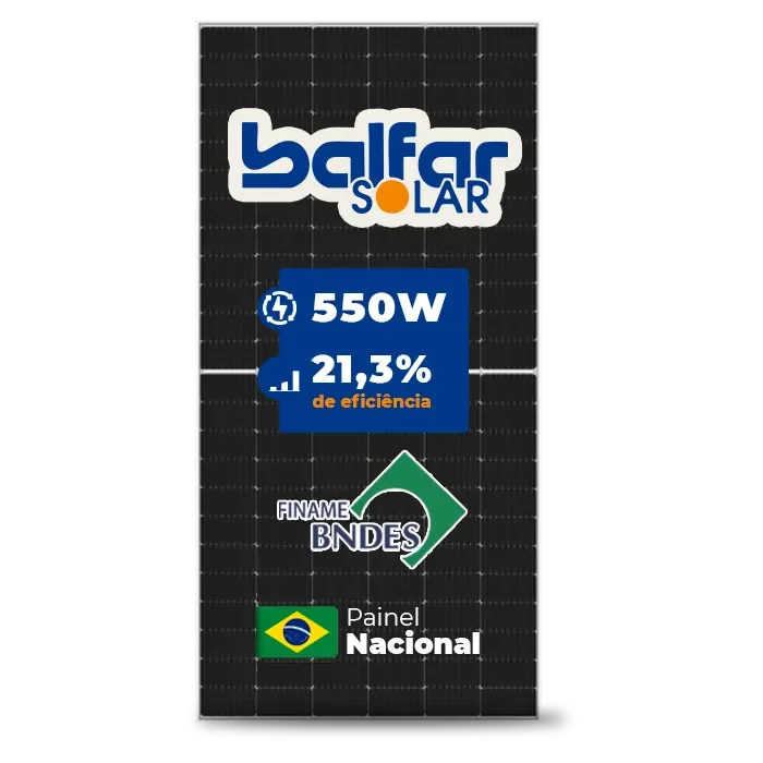 Painel Solar Finame Nacional BS72M-550W BALFAR MONOCRISTALINO 144 CELULAS NACIONAL