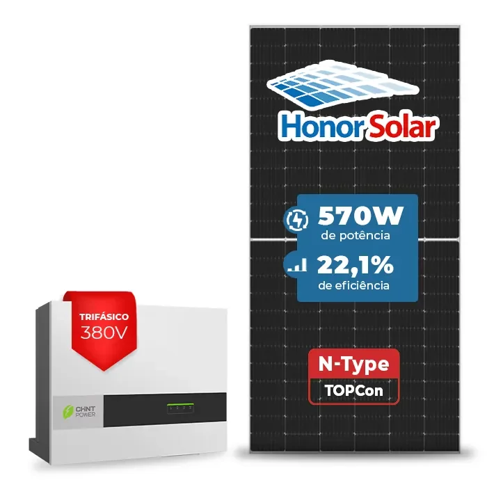 Gerador de Energia Solar On Grid Chint Power Sem Estrutura SGF 28,5KWP HONOR N-TYPE 570W SCA 25KW 2MPPT TRIF 380V