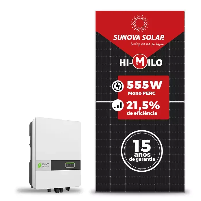 Gerador de Energia Solar On Grid Chint Power Sem Estrutura SGF 6,105KWP SUNOVA MONO 555W SCA 5KW 2MPPT MONO 220V