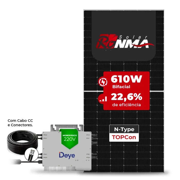 Gerador de Energia Solar Microinversor DEYE Sem Estrutura SGF 2,44KWP RONMA 610W BIFACIAL SUN 2.25KW 4MPPT MONO 220V COM CABO