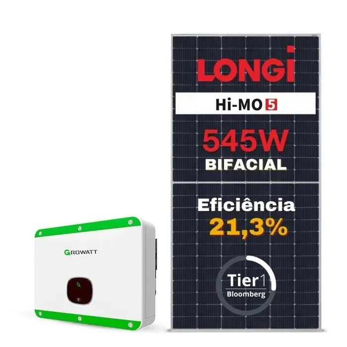 Gerador de Energia Solar Microinversor Growatt Sem Estrutura SGF 23,98KWP LONGI BIFACIAL 545W MID 20KW 4MPPT TRIF 220V