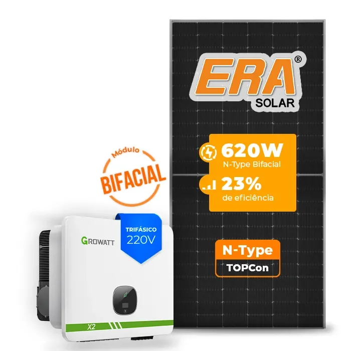 Gerador de Energia Solar On Grid Growatt Sem Estrutura SGF 17,36KWP ERA BIFACIAL 620W MID XL2 15KW 4MPPT TRIF 220V