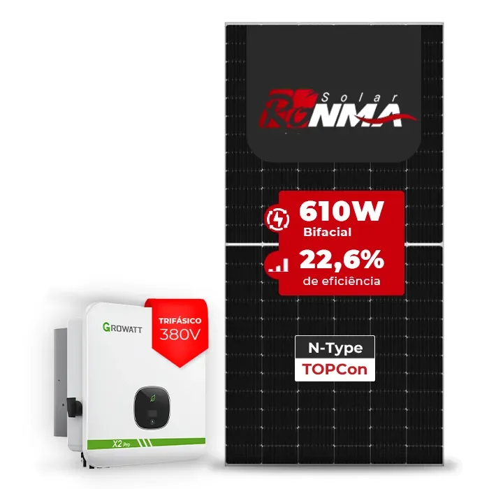 Gerador de Energia Solar On Grid Growatt Sem Estrutura SGF 15,86KWP RONMA 610W BIFACIAL MOD X2 15KW 2MPPT TRIF 380V
