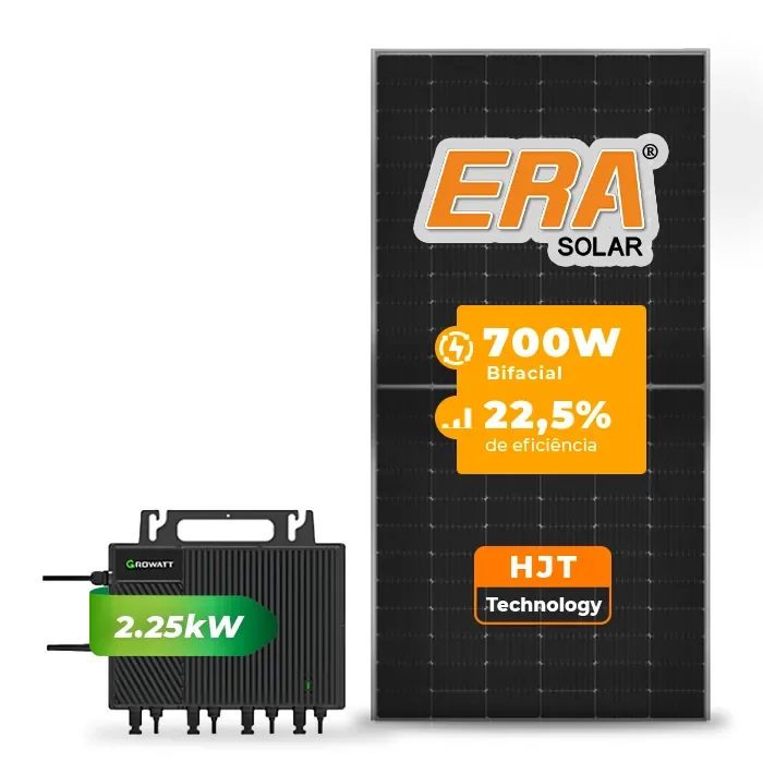 Gerador de Energia Solar Microinversor Growatt Telhado Metálico Mini Trilho SGF 2,80KWP ERA HJT BIFACIAL 700W NEO 2.25KW 4MPPT MONO 220V