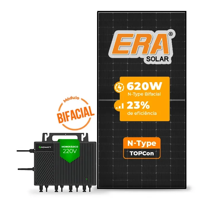 Gerador de Energia Solar Microinversor Growatt Sem Estrutura SGF 12,40KWP ERA BLACK FRAME 620W NEO 2KW 4MPPT MONO 220V