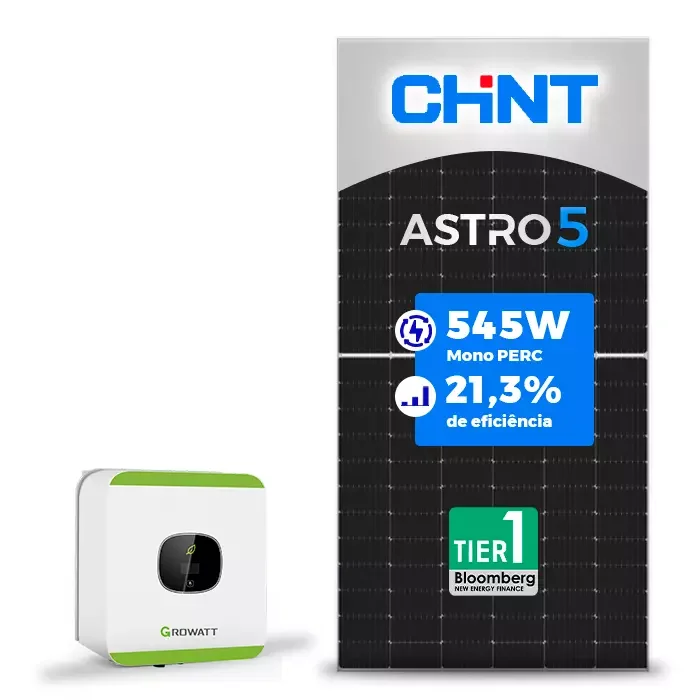 Gerador de Energia Solar Microinversor Growatt Telhado Ondulado SGF 2,725KWP ASTRONERGY MONO 545W MIC 2.5KW 1MPPT MONO 220V
