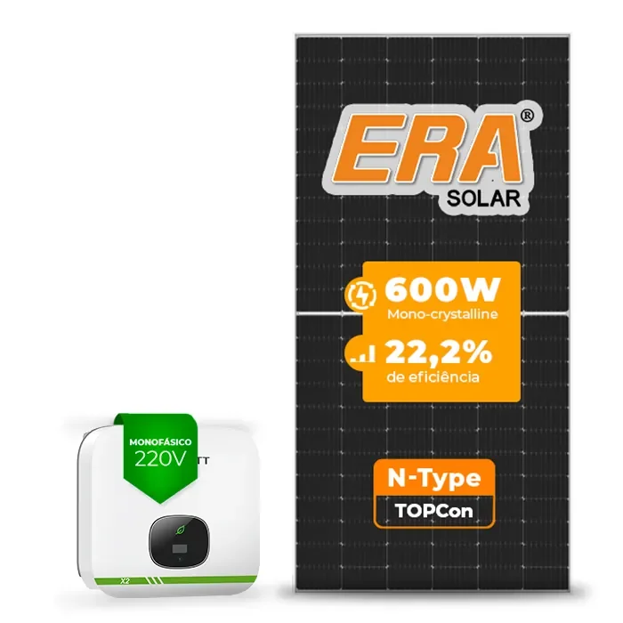Gerador de Energia Solar On Grid Growatt Sem Estrutura SGF 7,20KWP ERA N-TYPE MONO 600W MIN X2 5KW 2MPPT MONO 220V