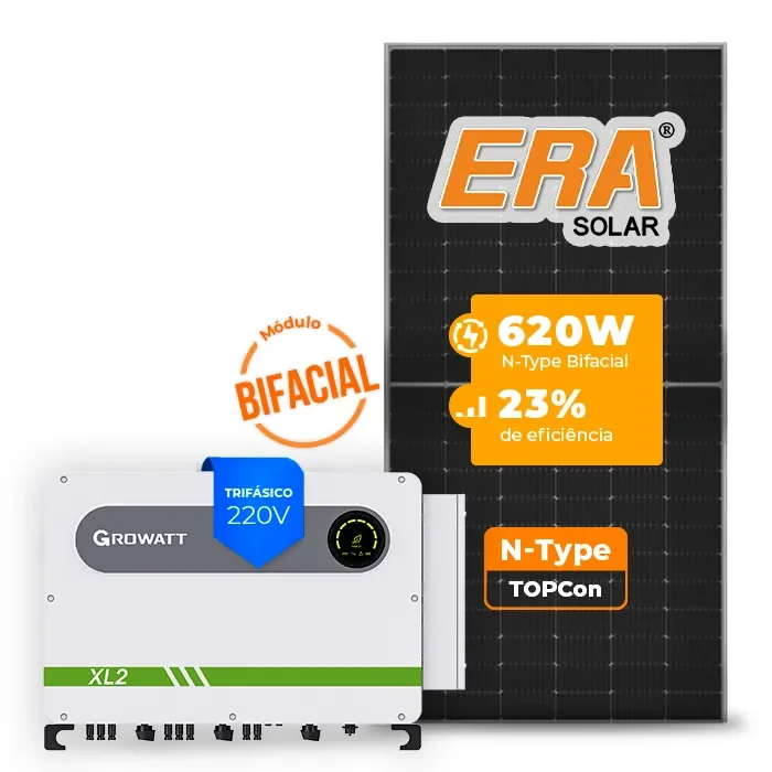 Gerador de Energia Solar On Grid Growatt Solo Mesa 8 Painéis SGF 133,92KWP ERA BIFACIAL 620W MAX XL2 75KW 8MPPT TRIF 220V