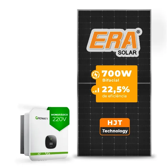 Gerador de Energia Solar On Grid Growatt Solo Mesa 8 Painéis SGF 9,80KWP ERA HJT BIFACIAL 700W MIN X2 8KW 3MPPT MONO 220V