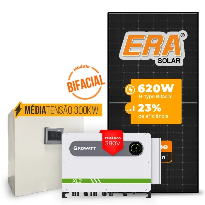 Gerador de Energia Solar Mercado Livre Growatt Média Tensão Sem Estrutura SGF 111,60KWP ERA BLACK FRAME 620W MAX 75KW 7MPPT TRIF 380V