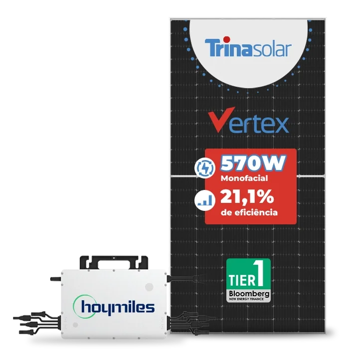 Kit Microinversor Hoymiles com painel Trina 570W